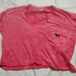 PINK Victoria's Secret Coral Pink Tie-Dye Tee